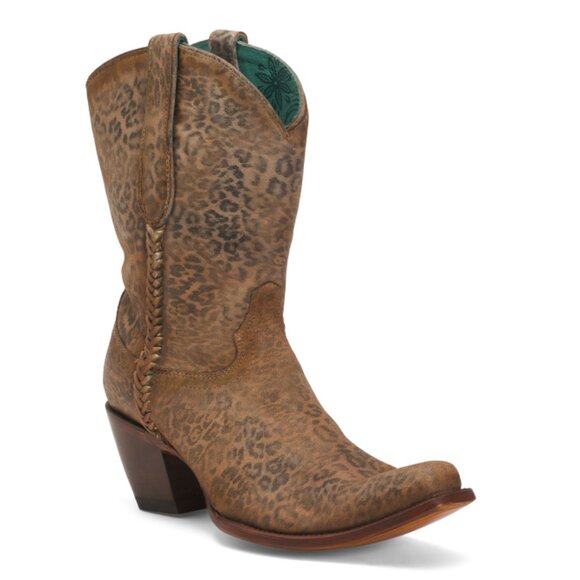 CORRAL BOOTS  Mexico Leather Metallic Ankle Boot Square Toe Western Boots - Picture 1 of 2
